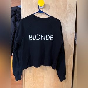 Brunette the Label “Blonde” Black Crewneck Sweatshirt Graphic Size [S/M]